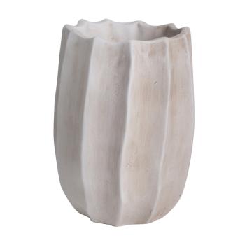 BETÓNOVÁ VÁZA, REBROVANÁ, BIELO UMYTÁ