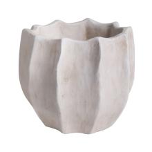 BETÓNOVÝ KVETINÁČ, OKRÚHLA, REBROVANÁ, BIELO UMYTÁ