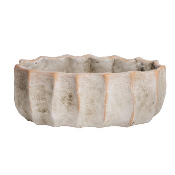 BETÓNOVÝ KVETINÁČ, OVÁLNY, REBROVANÝ, TERAKOTOVÁ A ANTICKÁ