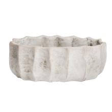 BETÓNOVÝ Kvetináč, OVÁLNY, REBROVANÝ, BIELO UMYTÝ