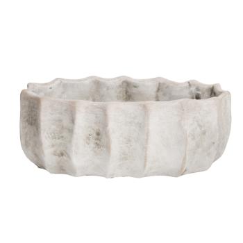 BETÓNOVÝ Kvetináč, OVÁLNY, REBROVANÝ, BIELO UMYTÝ