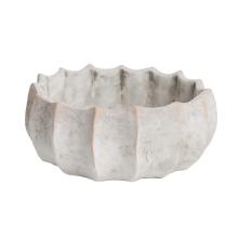 BETÓNOVÝ KVETINÁČ, OKRÚHLA, MISKA, REBROVANÁ, BIELO UMYTÁ
