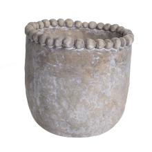 BETÓNOVÝ Kvetináč, kruhový, mramorový, biely, s kamienkovým okrajom