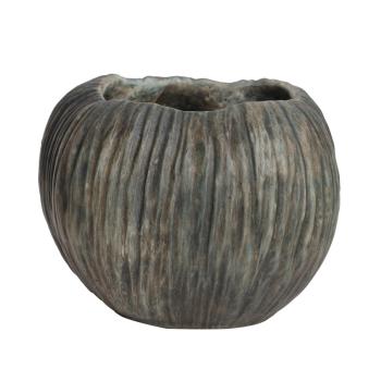 BETÓNOVÝ KVETINÁČ, ZAPUSTENÝ, S EFEKTOM DREVA, OLIVOVÝ