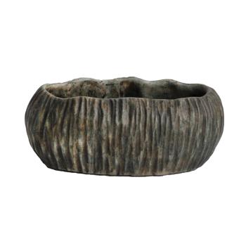 BETÓNOVÝ Kvetináč, OVÁLNY, S EFEKTOM DREVA, OLIVOVÝ