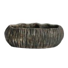 BETÓNOVÝ KVETINÁČ, OVÁLNY, S EFEKTOM DREVA, OLIVOVÝ