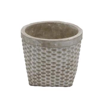 BETÓNOVÝ KVETINÁČ, 4 UHLY, KOŠOVÝ VZOR, SIVÝ