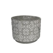 BETÓNOVÝ KVETINÁČ, OKRÚHLY, MOZAIKOVÝ VZOR, SIVÝ
