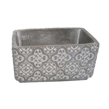 BETÓNOVÝ KVETINÁČ, TVAR TEHLY, MOZAIKOVÝ VZOR, SIVÁ