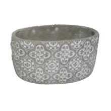 BETÓNOVÝ KVETINÁČ, OVÁLNY, MOZAIKOVÝ VZOR, SIVÝ