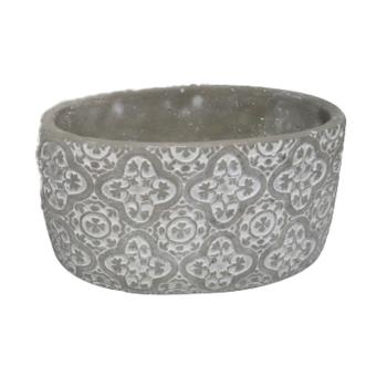 BETÓNOVÝ KVETINÁČ, OVÁLNY, MOZAIKOVÝ VZOR, SIVÝ