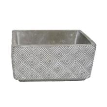 BETÓNOVÝ KVETINÁČ, TEHLOVÝ, KOSOŠTVORCOVÝ VZOR, SIVÝ