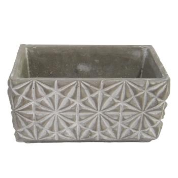 BETÓNOVÝ KVETINÁČ, TVAR TEHLY, VZOR HVIEZDY, SIVÁ
