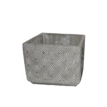 BETÓNOVÝ KVETINÁČ, 4 UHLY, KOSOŠTVORCOVÝ VZOR, SIVÝ
