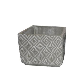 BETÓNOVÝ KVETINÁČ, 4 UHLY, KOSOŠTVORCOVÝ VZOR, SIVÝ