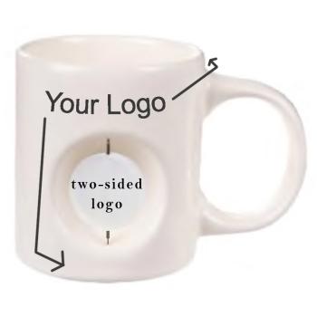 KERAMICKÝ HRNČEK PROMO + 2 D PLOCHA S LOGOM BIELA