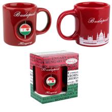 KERAMICKÝ HRNČEK 3D "BUDAPEST" 2 STRANY ČERVENÝ