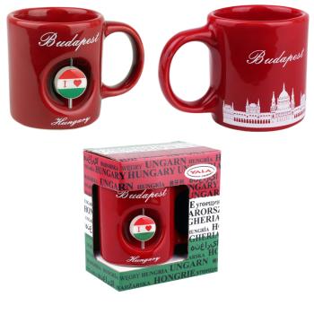 KERAMICKÝ HRNČEK 3D "BUDAPEST" 2 STRANY ČERVENÝ