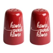 KERAMICKÁ SOĽNIČKA A KORENIČKA, 2 KUSY, S NÁPISOM "HOME SWEET HOME", ČERVENÁ