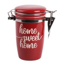 KERAMICKÉ SKLO SO ZAPÍNANÍM, S NÁPISOM "HOME SWEET HOME", ČERVENÉ