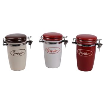 KERAMICKÁ NÁDOBA SO ZAPÍNANÍM, S OZNAČENÍM "PAPRIKA", BÉŽOVÁ ALEBO BIELA ALEBO ČERVENÁ