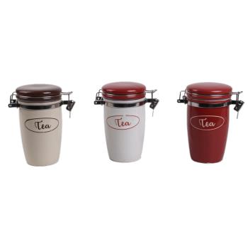 KERAMICKÁ FĽAŠA SO ZAPÍNANÍM, S OZNAČENÍM "TEA", BÉŽOVÁ ALEBO BIELA ALEBO ČERVENÁ