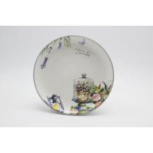 KERAMICKÝ TANIER, OKRÚHLY, LEVANDUĽOVÝ VZOR