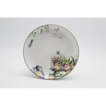 KERAMICKÝ TANIER, OKRÚHLY, LEVANDUĽOVÝ VZOR