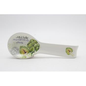 KERAMICKÝ DREVENÝ DRŽIAK NA LYŽICU, VZOR ARTIČOK
