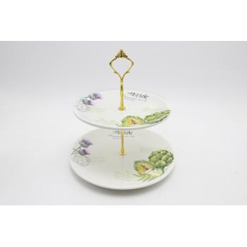 KERAMICKÁ OBETNÁ SÚPRAVA, 2 POSCHODIA, VZOR ARTIČOK