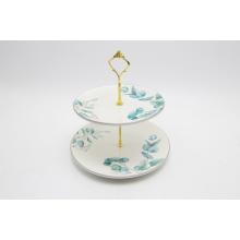 KERAMICKÁ OBETNÁ SÚPRAVA, 2 POSCHODIA, VZOR EUKALYPTUS