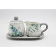 KERAMICKÁ MISKA NA MLIEKO A CUKOR, VZOR EUKALYPTUS