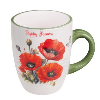 KERAMICKÝ HRNČEK, VZOR ČERVENÝ MAK