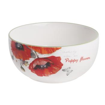 KERAMICKÁ MISKA S ČERVENÝM MAKOVÝM VZOROM