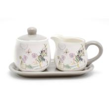 KERAMICKÁ SÚPRAVA NA MLIEKO A CUKOR, VZOR OLIVOVÝCH BOBÚĽ