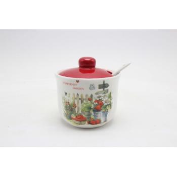 KERAMICKÁ CUKROVÁ LYŽIČKA S NÁPISOM " STRAWBERRY GARDEN", JAHODA