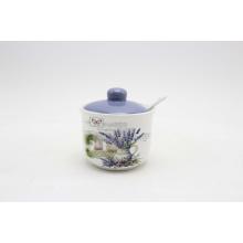 KERAMICKÁ CUKORNIČKA S LYŽIČKOU, LEVANDUĽA