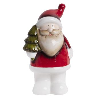 PORCELÁNOVÝ SANTA CLAUS S BOROVICOU, ČERVENÝ BIELY