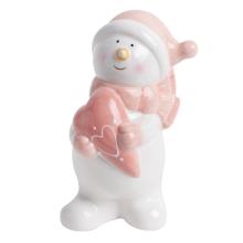 PORCELÁNOVÝ SNEHULIAK SO SRDCOM, BIELO-RUŽOVÝ