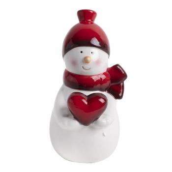 PORCELÁNOVÝ SNEHULIAK SO SRDCOM, ČERVENÝ BIELY