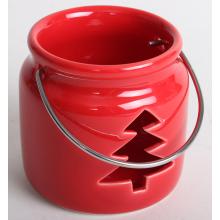 PORCELÁNOVÝ SVIETNIK S LAMPÁŠOM, BOROVICA, ČERVENÁ