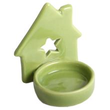PORCELÁNOVÁ MISKA NA SVIEČKU S PUZDROM, HVIEZDA, ZELENÁ