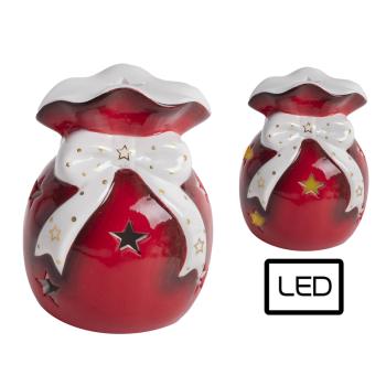 PORCELÁNOVÁ TAŠKA S LED DIÓDOU, BORDOVÁ BIELA