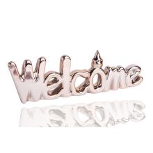 PORCELÁNOVÝ NÁPIS "WELCOME", RUŽOVÉ ZLATO
