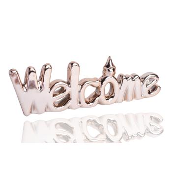 PORCELÁNOVÝ NÁPIS "WELCOME", RUŽOVÉ ZLATO