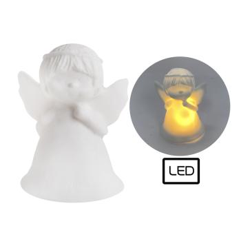 PORCELÁN S LED DIÓDOU, ANJEL, BIELY