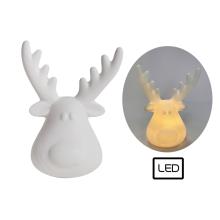 PORCELÁN S LED DIÓDOU, HLAVA JELEŇA, BIELA