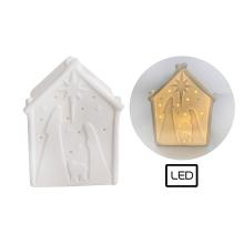 PORCELÁNOVÝ LEDDEL, DOMČEK S HVIEZDOU, BIELY