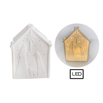 PORCELÁNOVÝ LEDDEL, DOMČEK S HVIEZDOU, BIELY