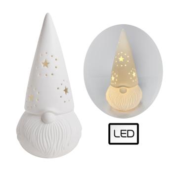 PORCELÁN S LED DIÓDOU, VIANOČNÝ ŠKRIATOK, BIELY